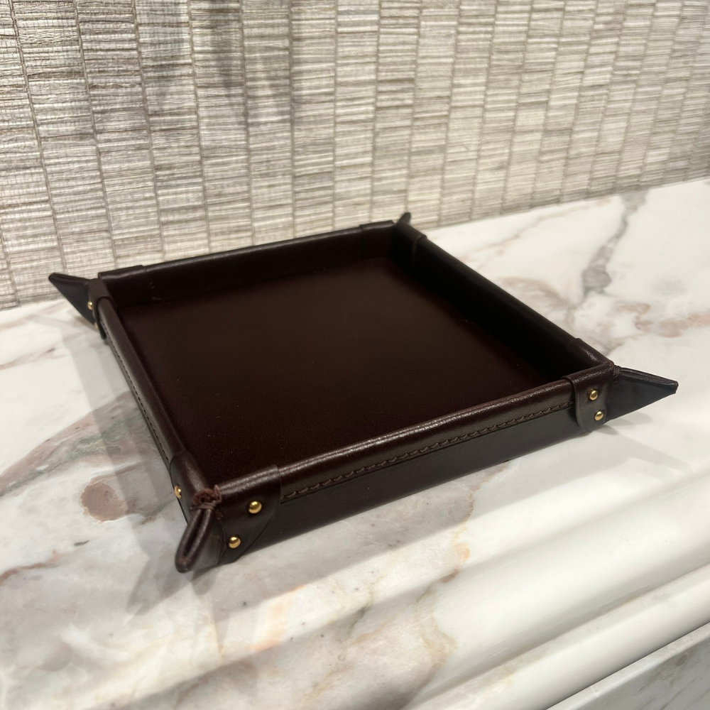 Espresso Leather Coin Tray