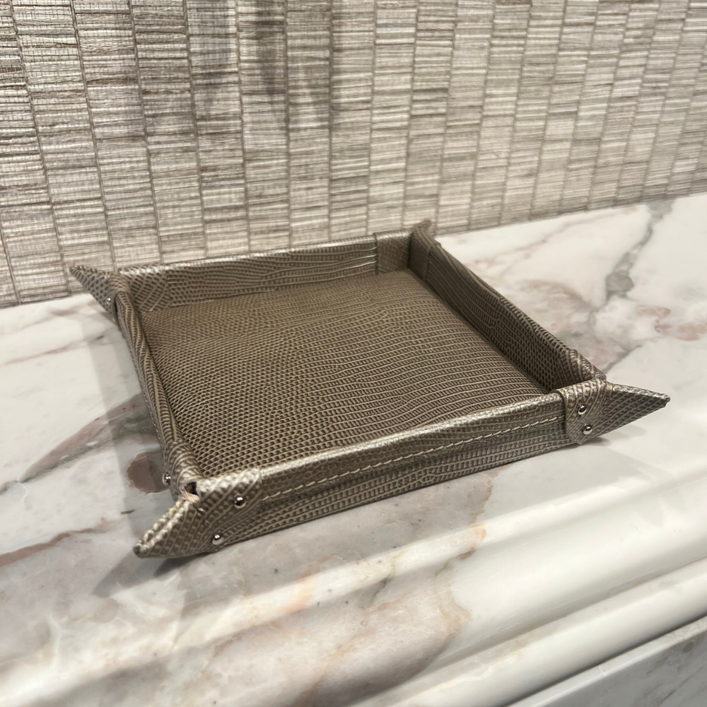 Taupe Lizard Leather Coin Tray