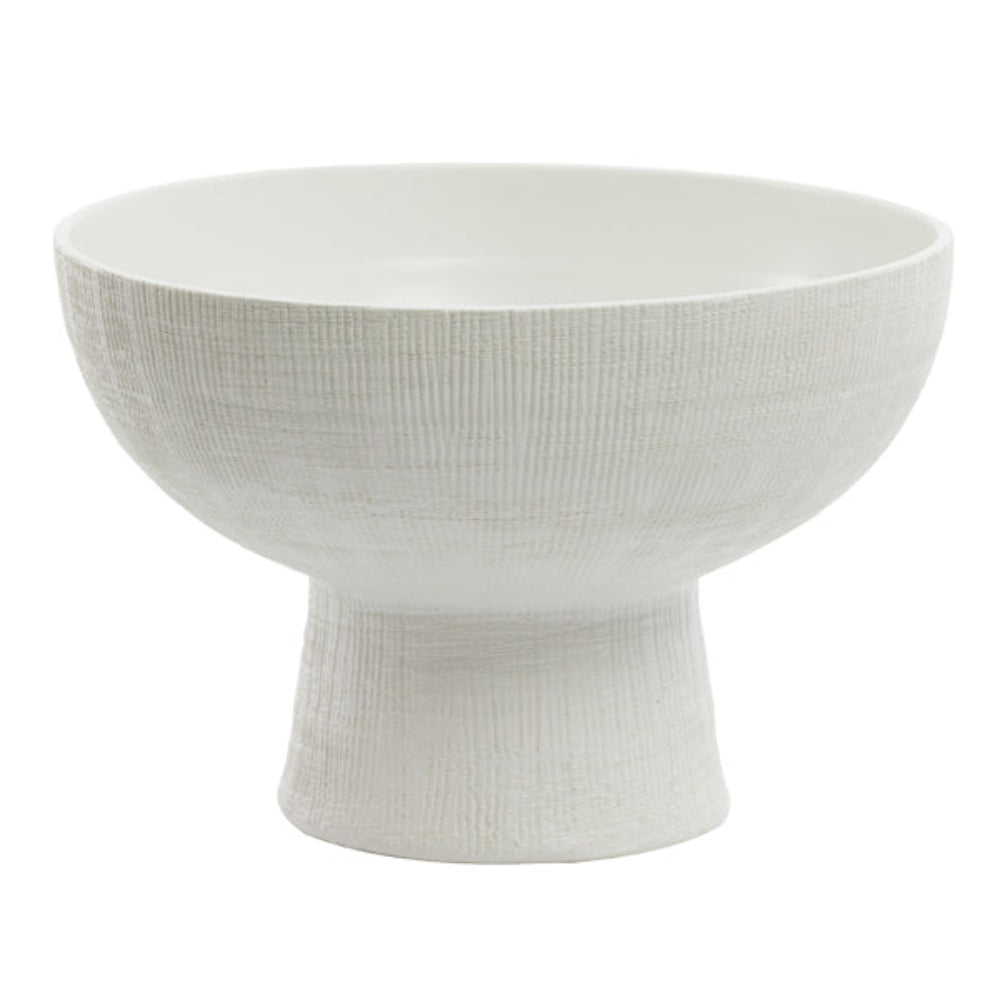 Cream Ceramic Dish on Base Medium
