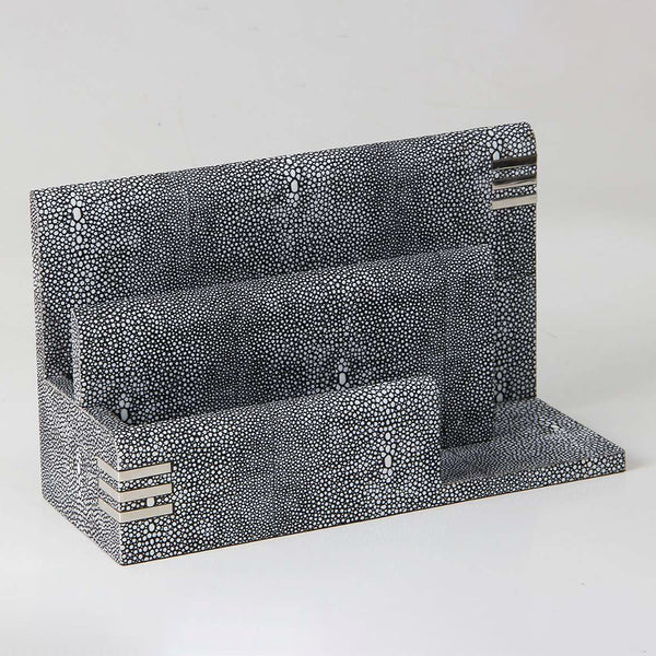 Shagreen Letter Rack in Charcoal