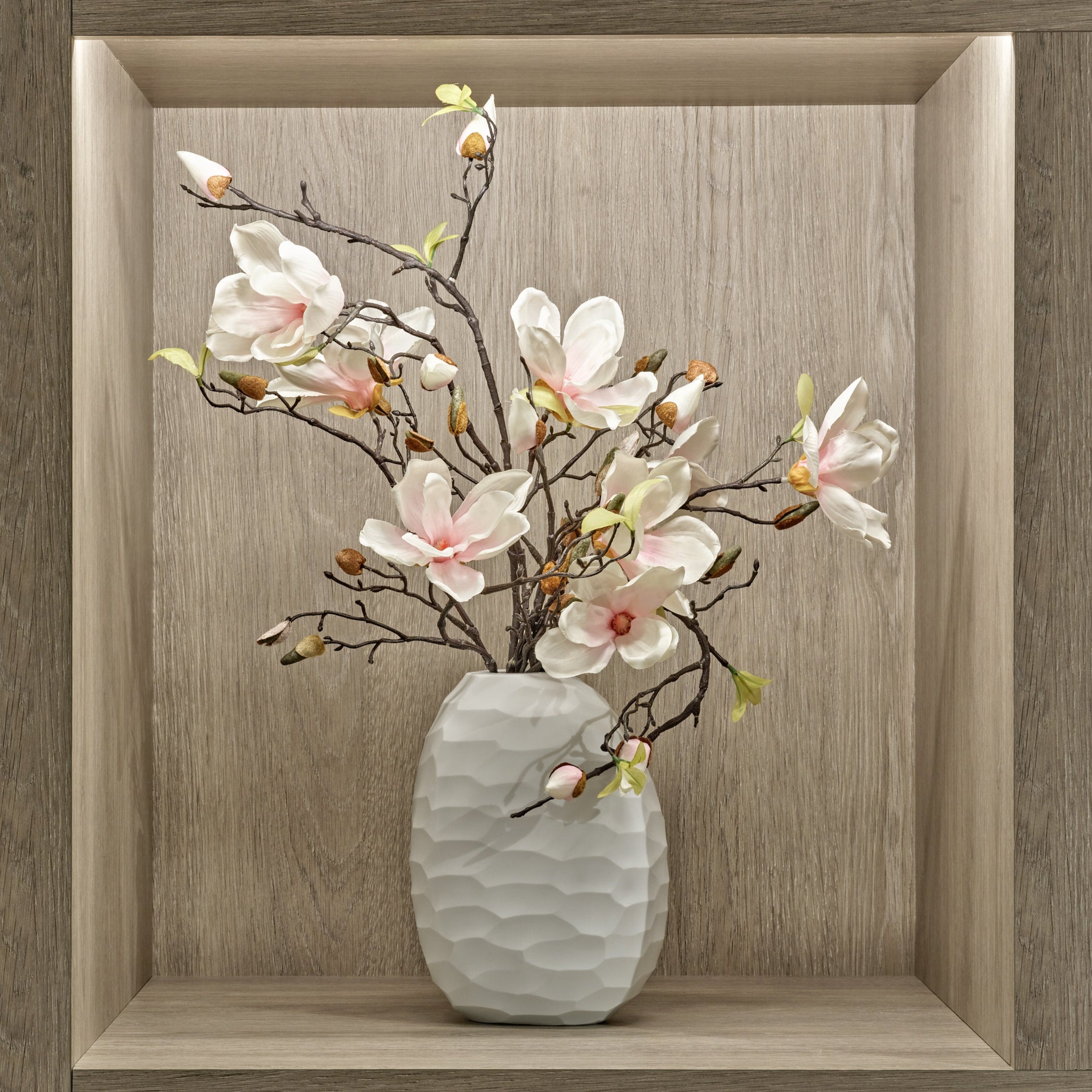 Magnolia In Textured White Vase