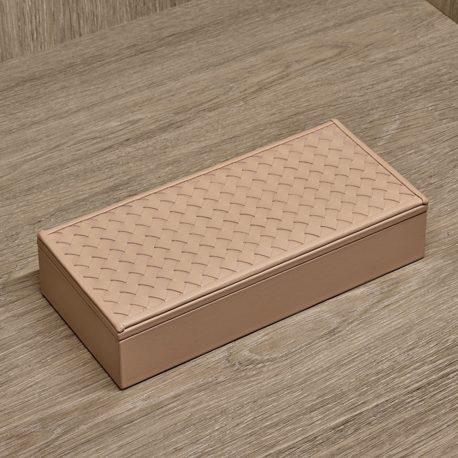 Blush Pink Leather Woven Box