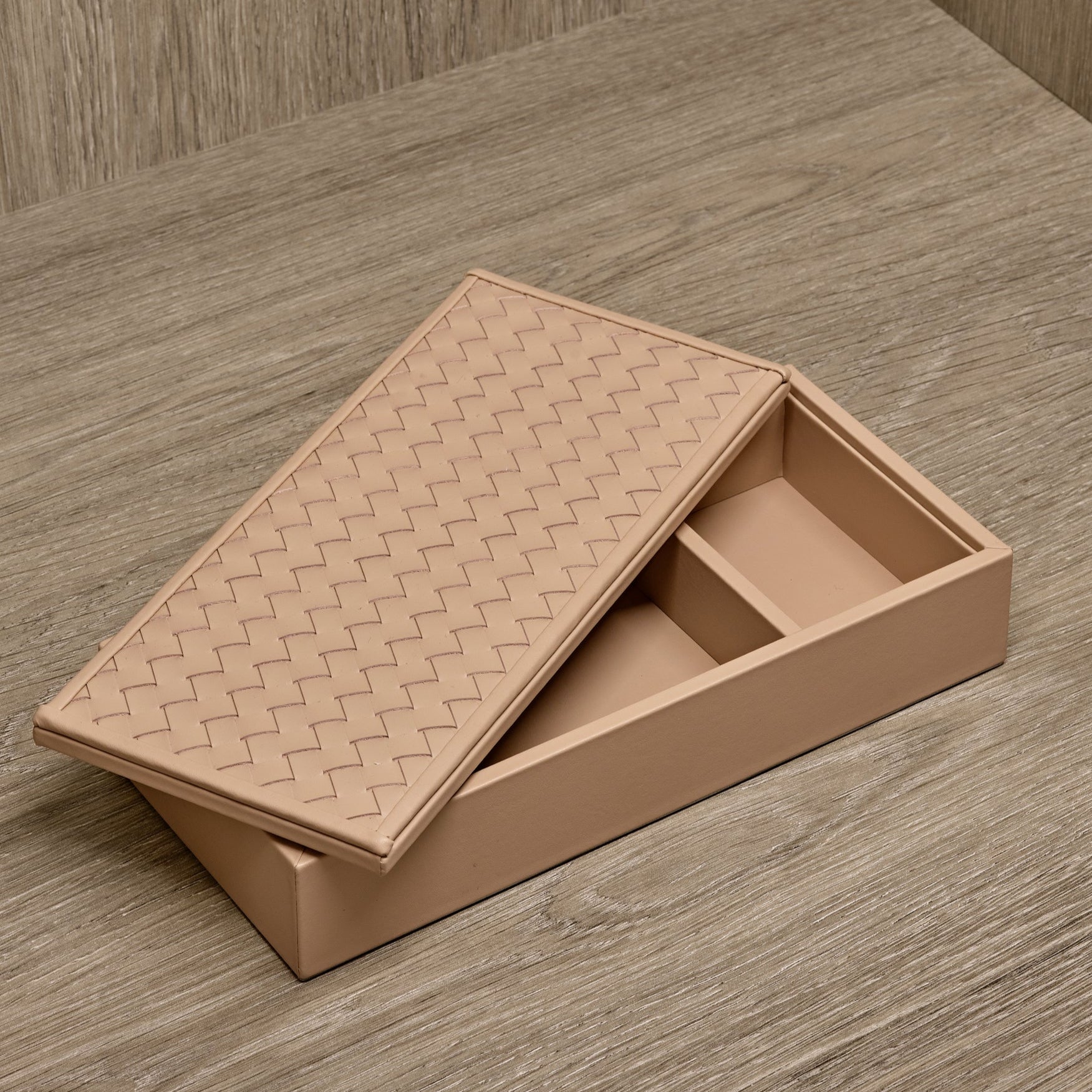 Blush Pink Leather Woven Box
