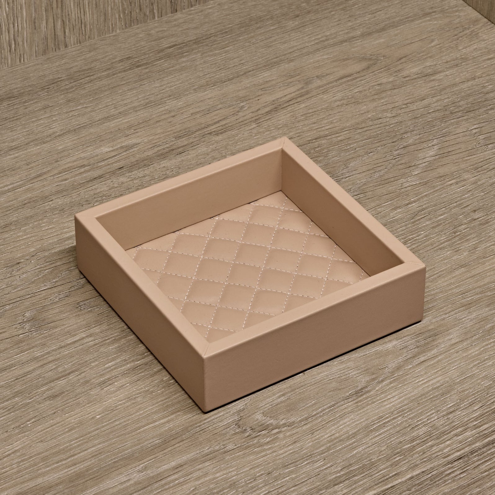 Blush Pink Square Diamond Leather Tray