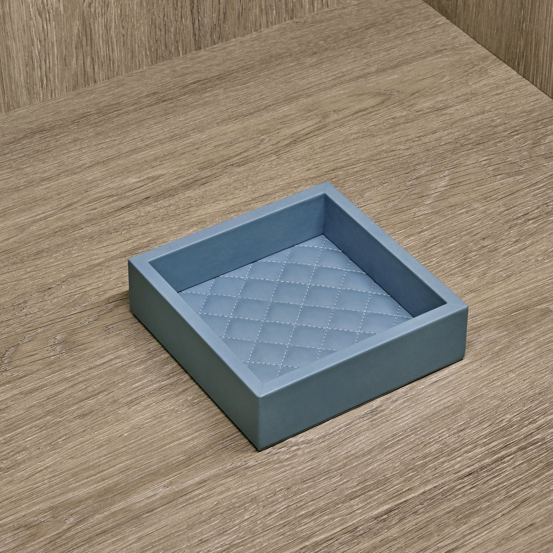 Azure Square Diamond Leather Tray
