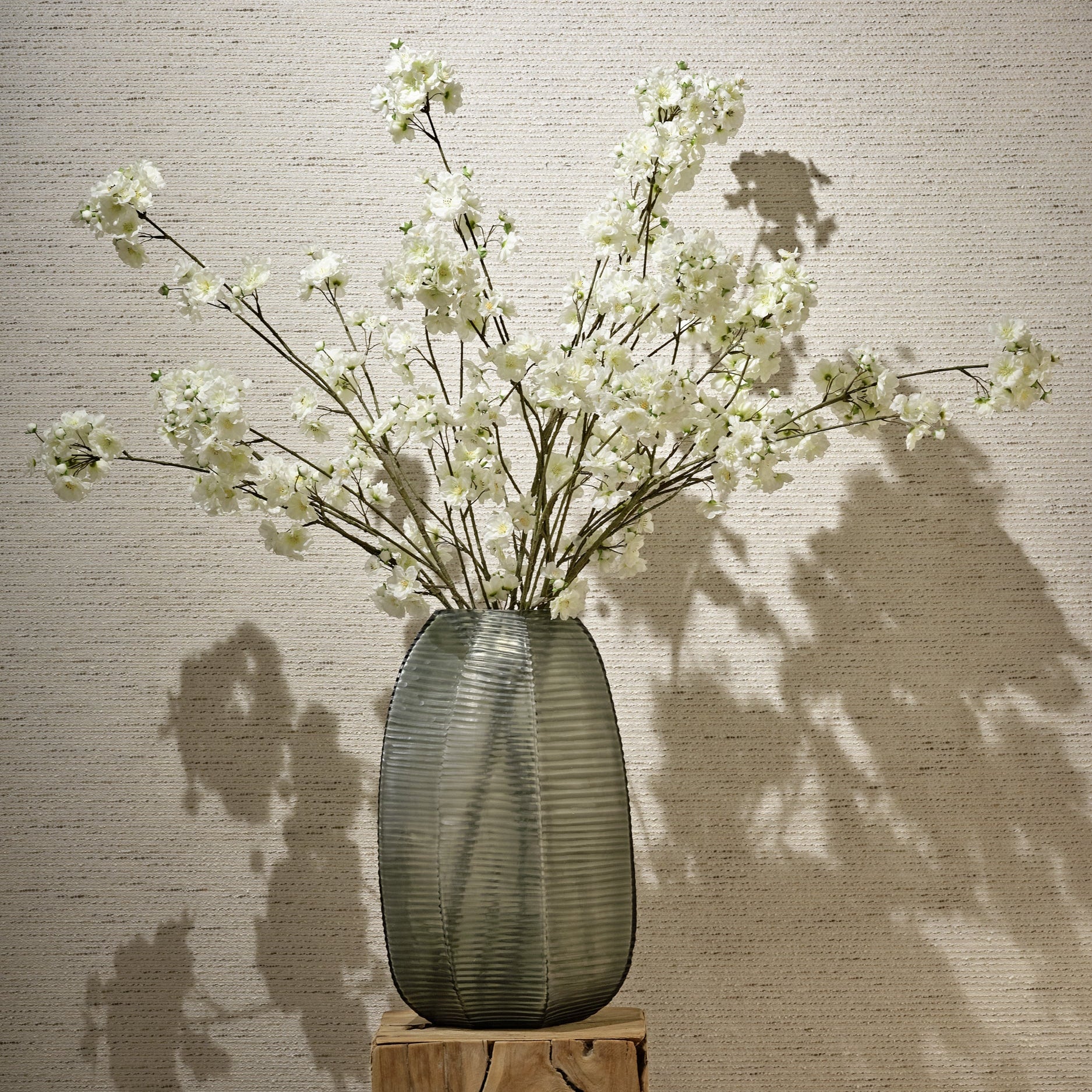 White blossom in Smoke Grey Vase Large