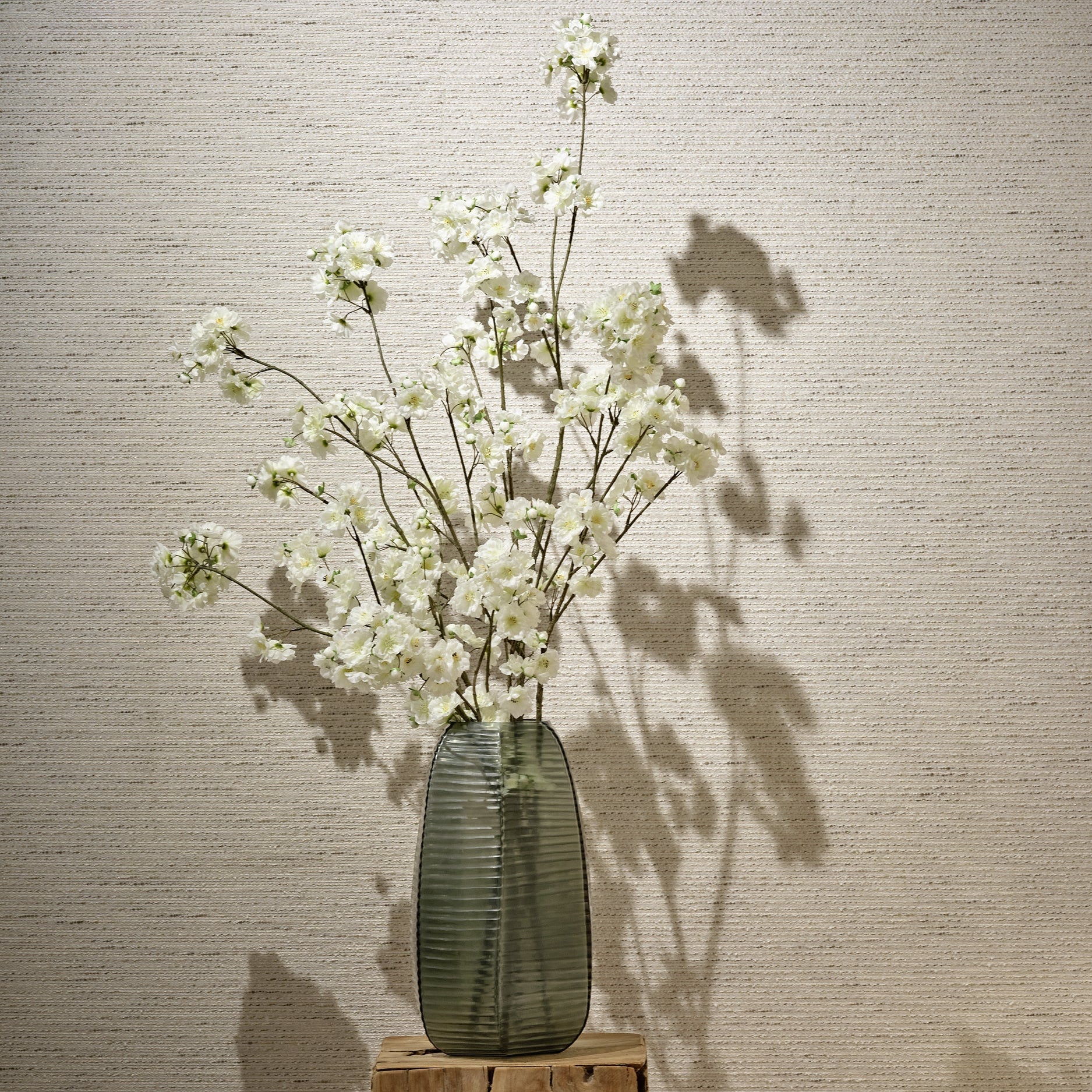 White blossom in Smoke Grey Vase Medium