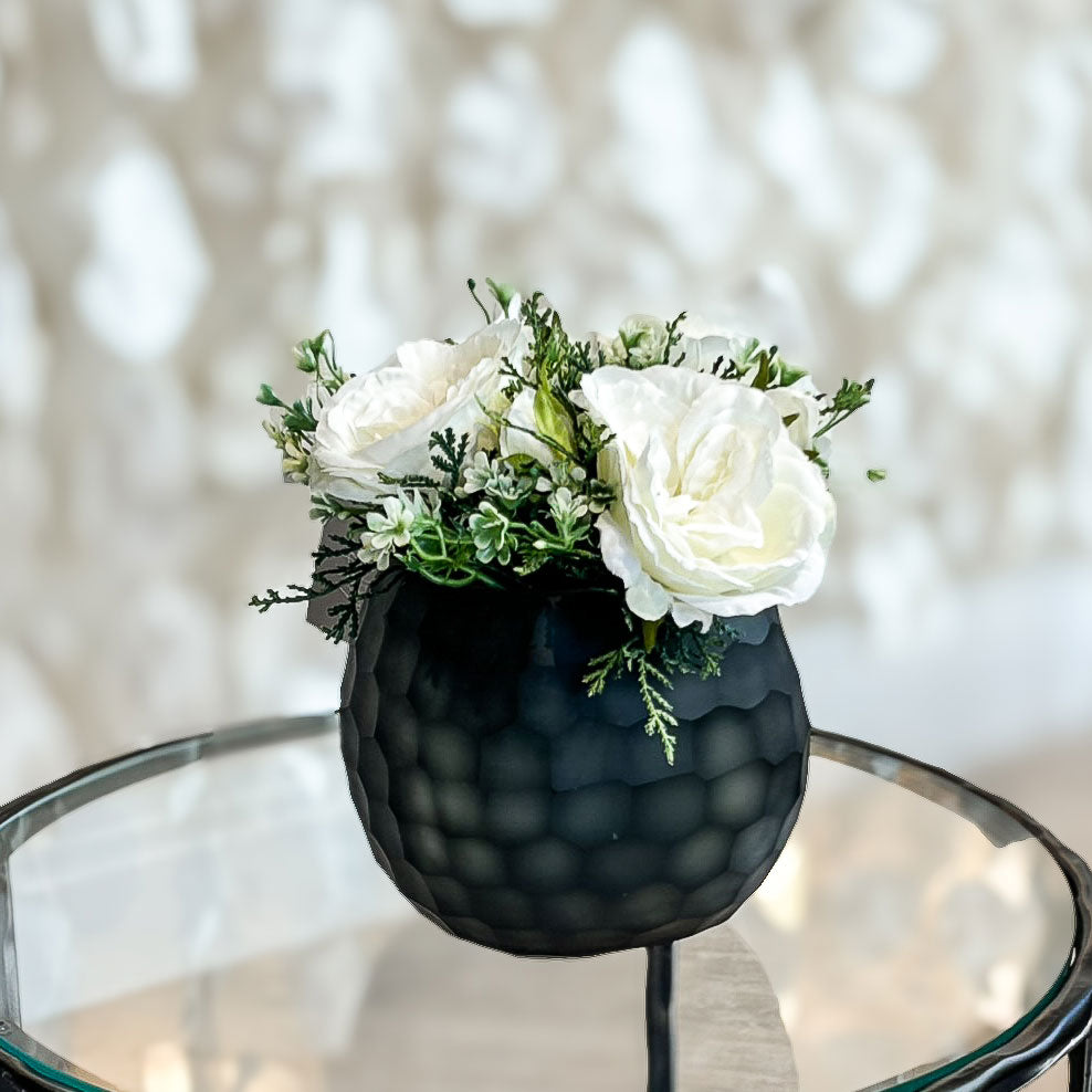Roses in Smoke Grey Bowl Vase