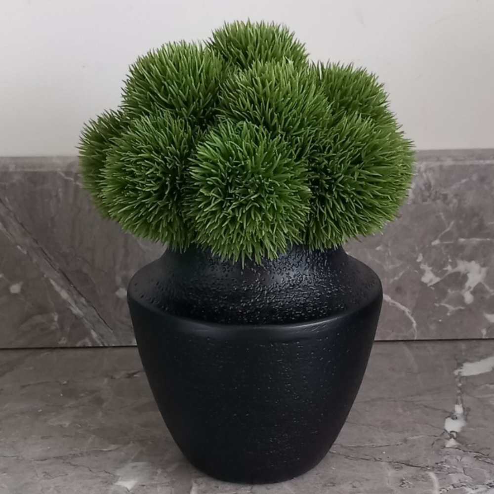 Faux Dianthus in Tapered Black Vase
