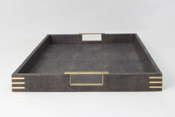 Seal Brown Shagreen Serving Tray