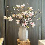 Blush Magnolias in Light Brown Vase