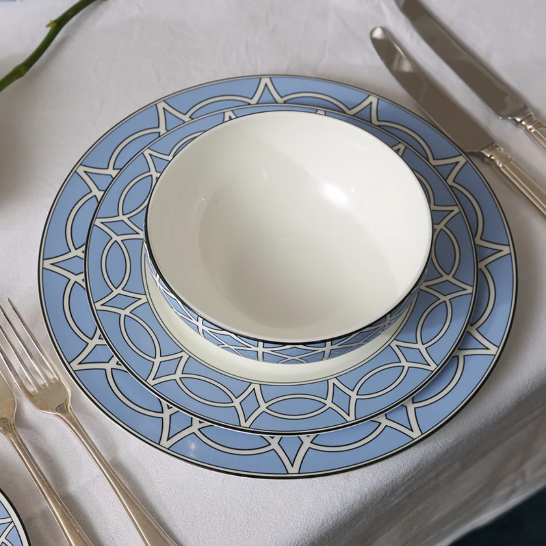Blue Cornflower Loop Dessert Plate - Set of 2