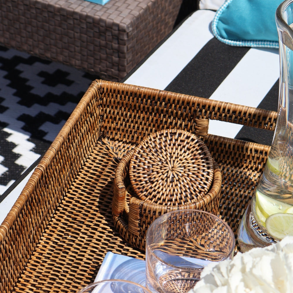 Rectangle Natural Rattan Tray 60cm