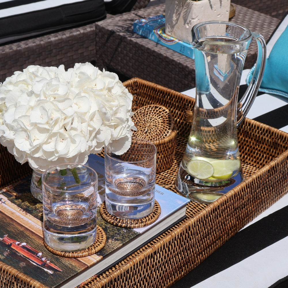 Rectangle Natural Rattan Tray 60cm