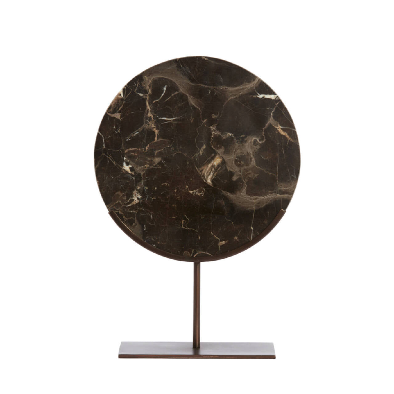 Dark Brown Marble Disc on Black Base