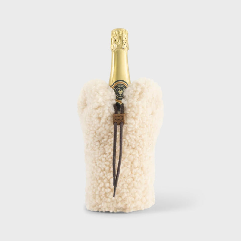 Luxury Sheepskin Champagne Bottle Cooler – Natural