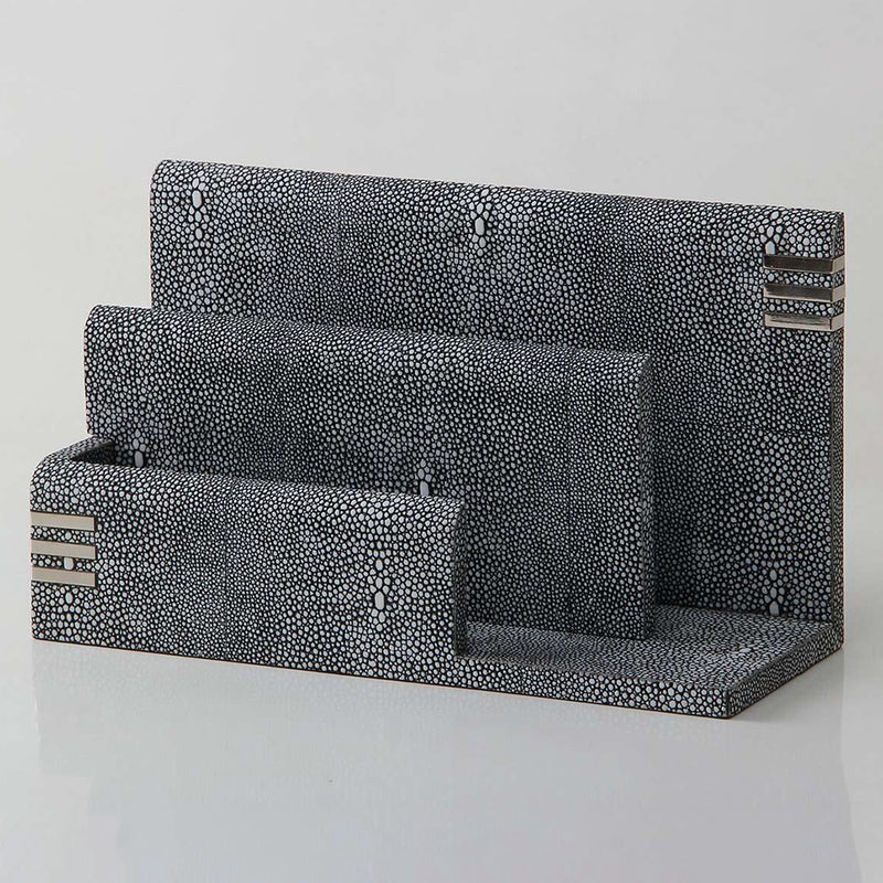 Shagreen Letter Rack in Charcoal