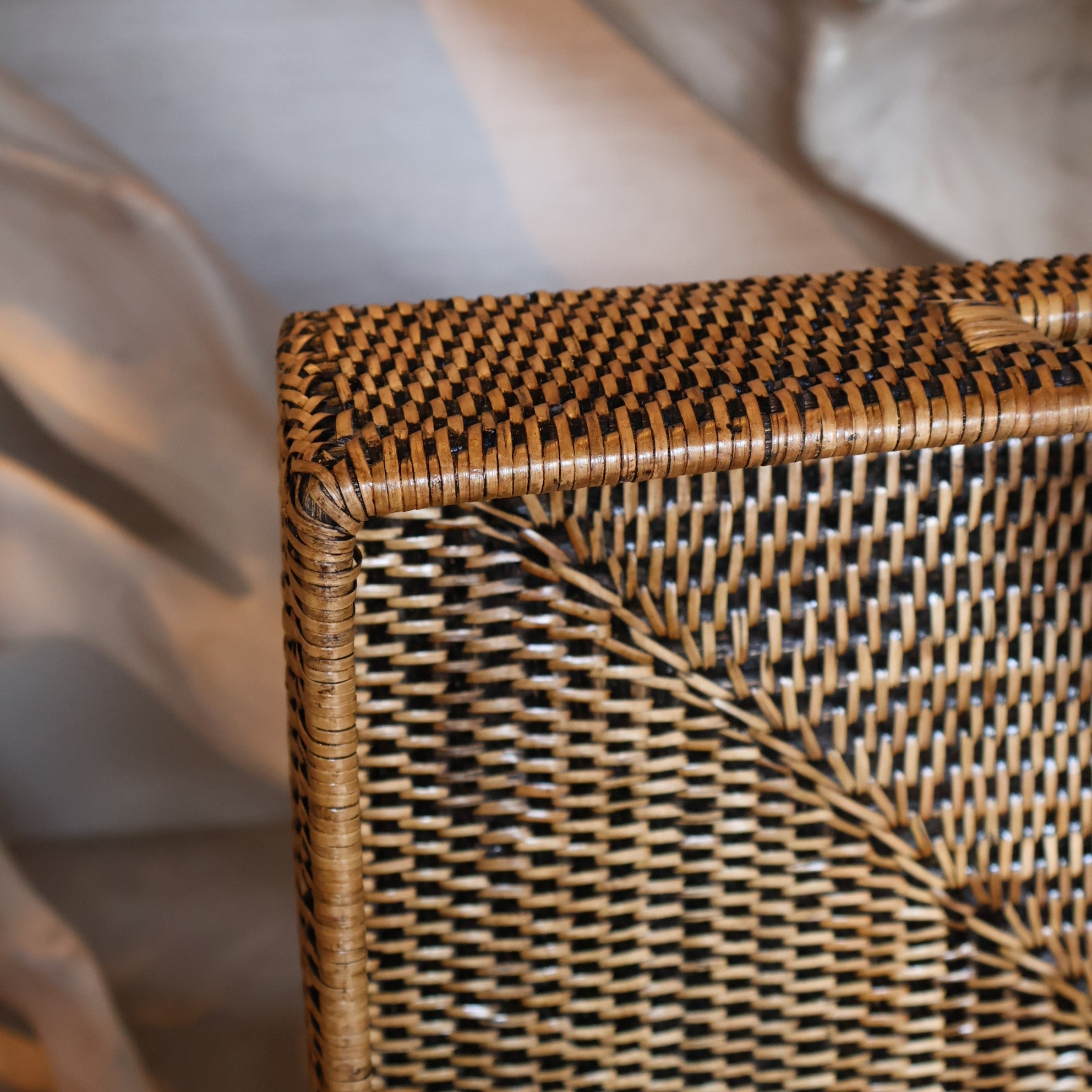 Rectangle Natural Rattan Tray 60cm