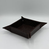 Brown Leather Croc Coin Tray