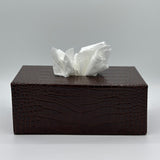 Brown Leather Rectangular Tissue Box