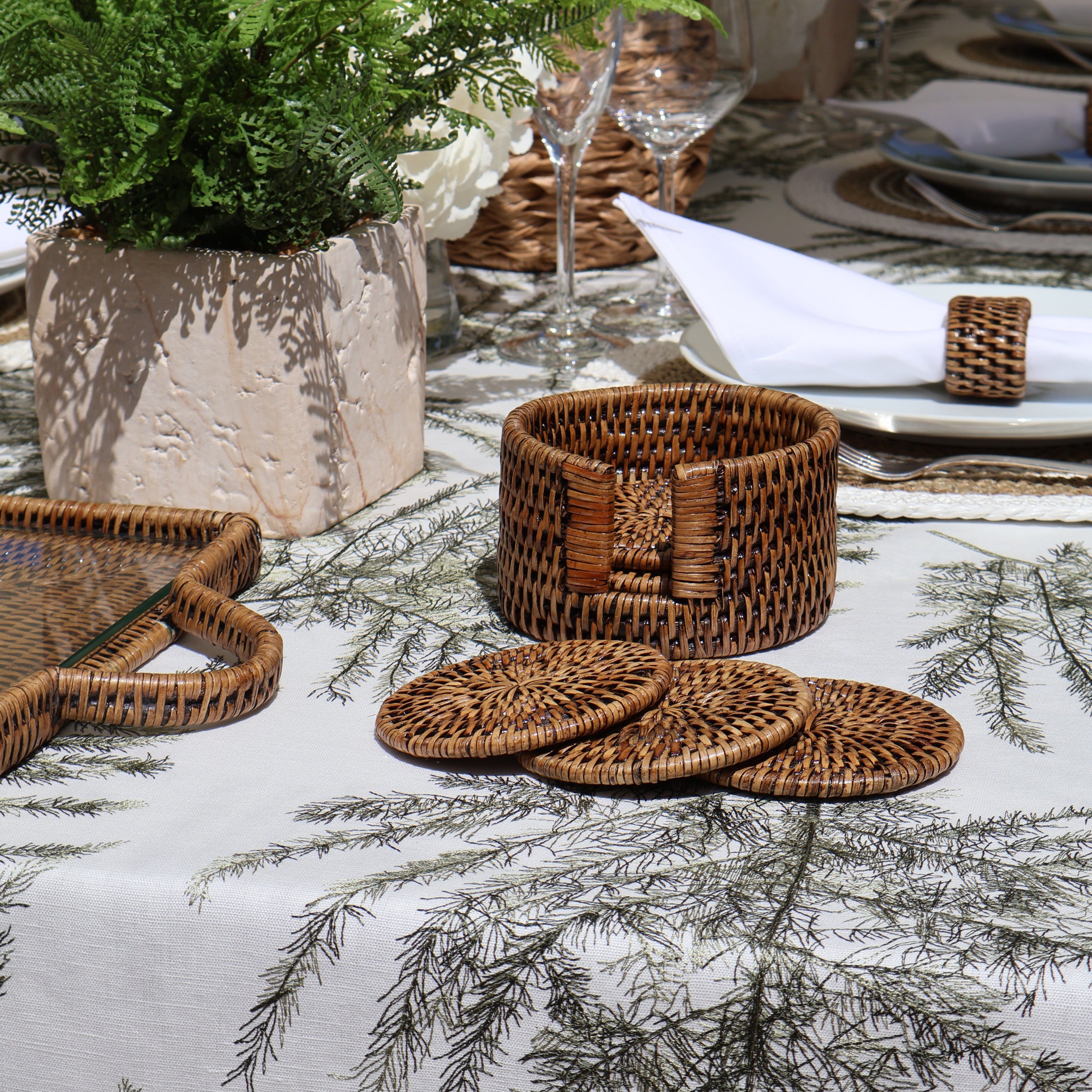 Natural Rattan Round Coasters (Set of 6)