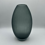 Smoke Blue Ribbed Vase - Large