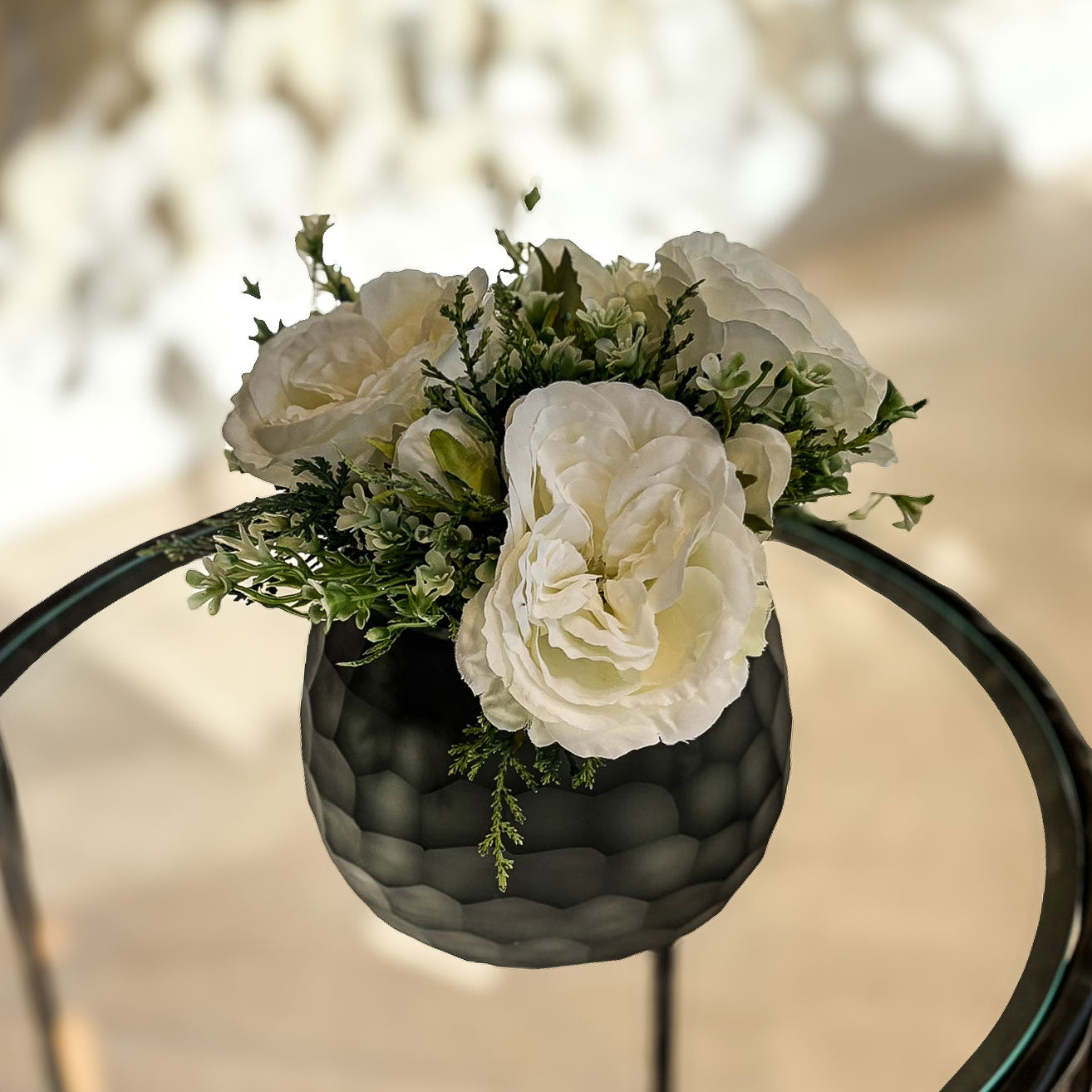 Roses in Smoke Grey Bowl Vase