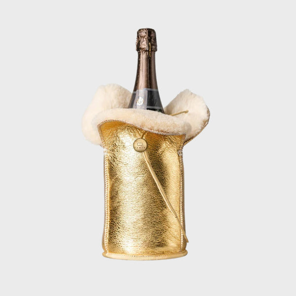 Luxury Sheepskin Magnum Bottle Cooler – Gold