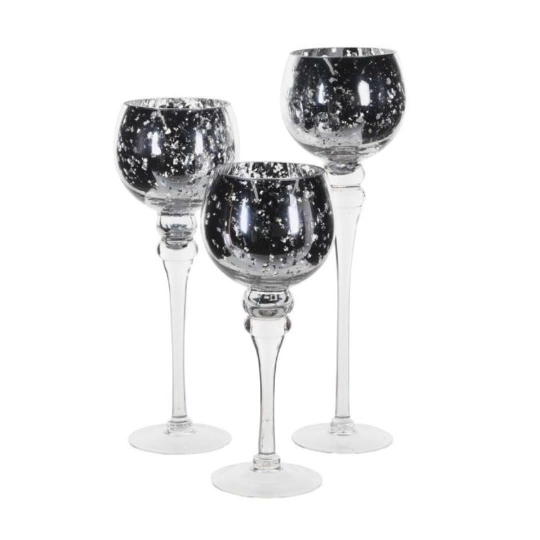 Silver Goblet Candle Glass Set