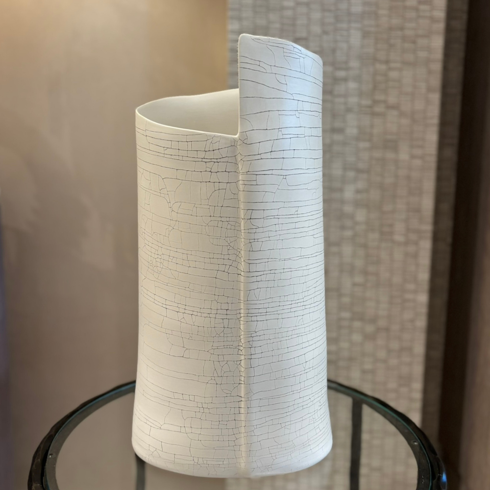 Torre 5 White Cracked Vase