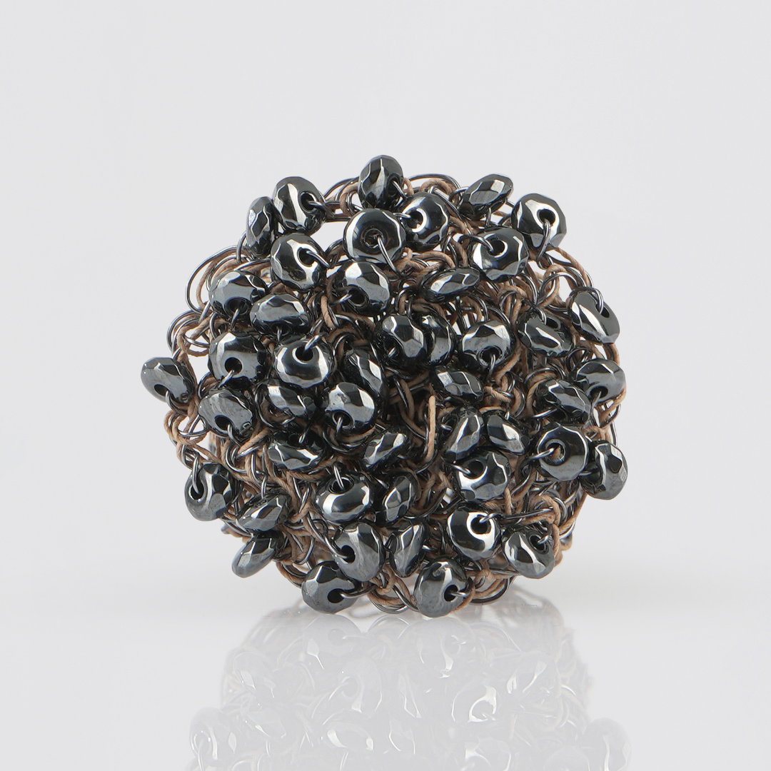 Erato Black Beaded Ring