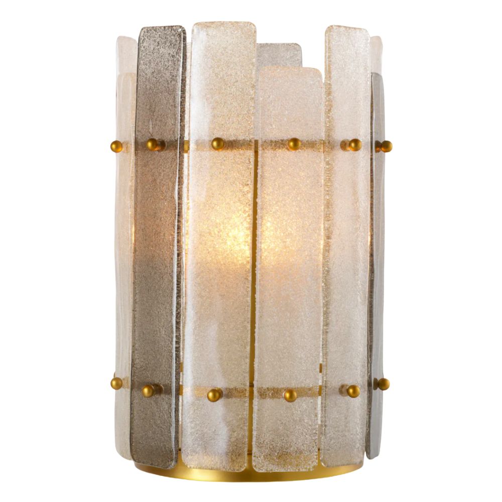 Hand Blown Grey Smoked Glass and Brass Hurricane