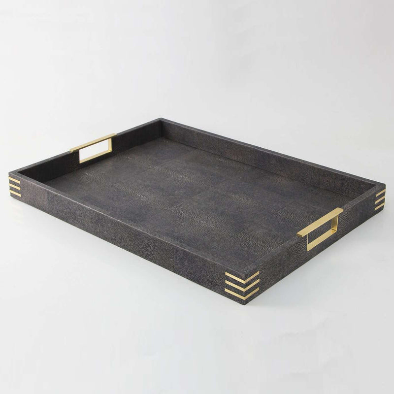 Seal Brown Shagreen Serving Tray